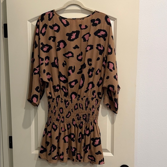 Buddy Love Tan Leopard-Print Dress with Pink Accents - Picture 2 of 3